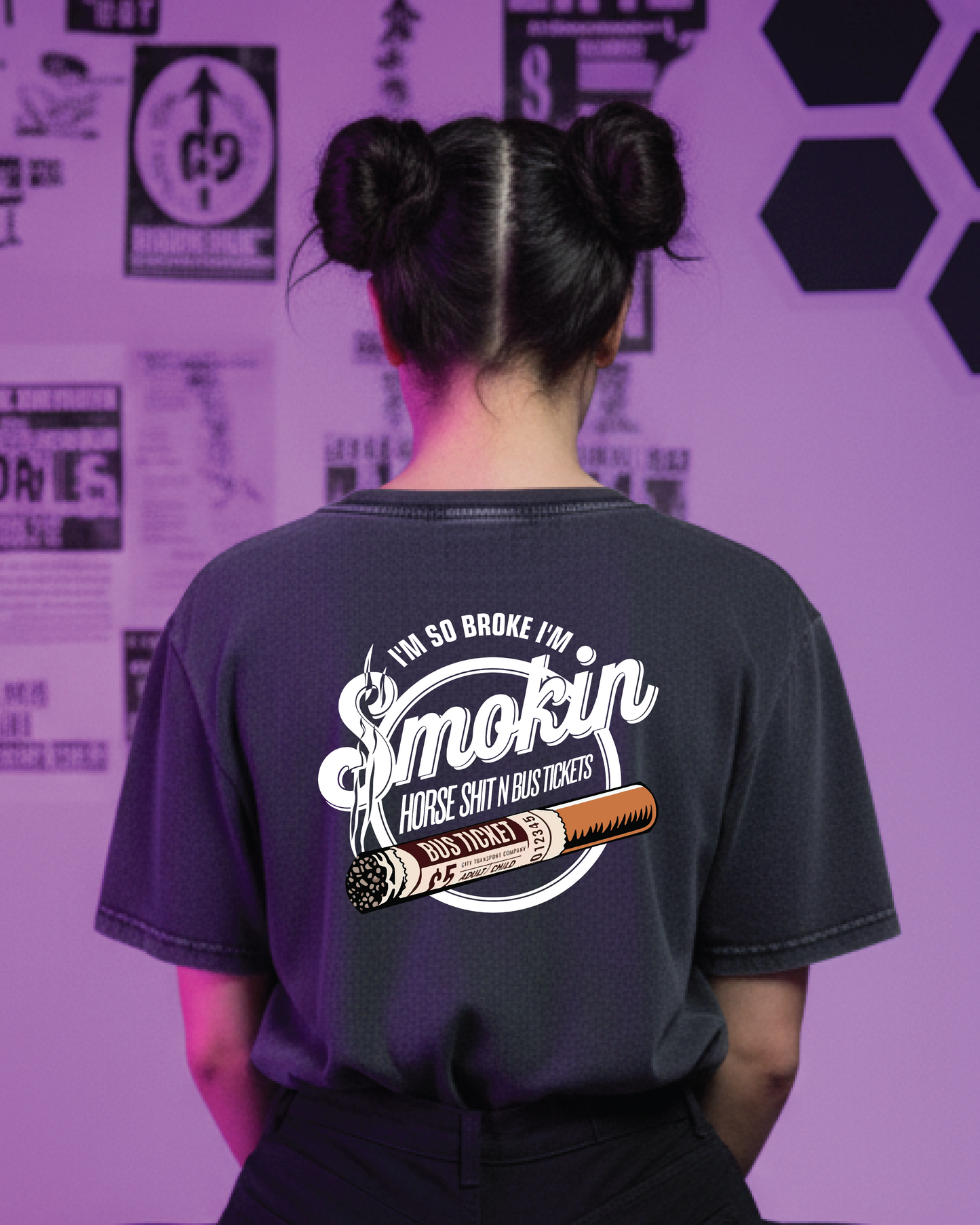 “I’m So Broke I’m Smokin’ Horse Sh*t N Bus Tickets” Tee Grey