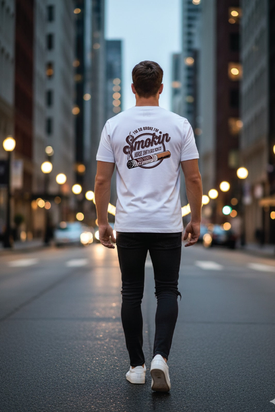 “I’m So Broke I’m Smokin’ Horse Sh*t N Bus Tickets” Tee White