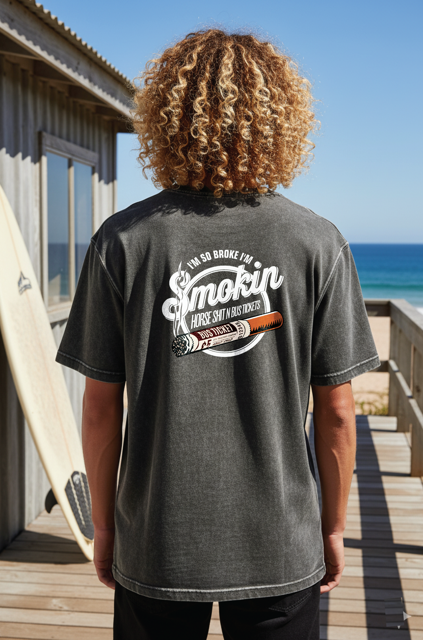 “I’m So Broke I’m Smokin’ Horse Sh*t N Bus Tickets” Tee Grey