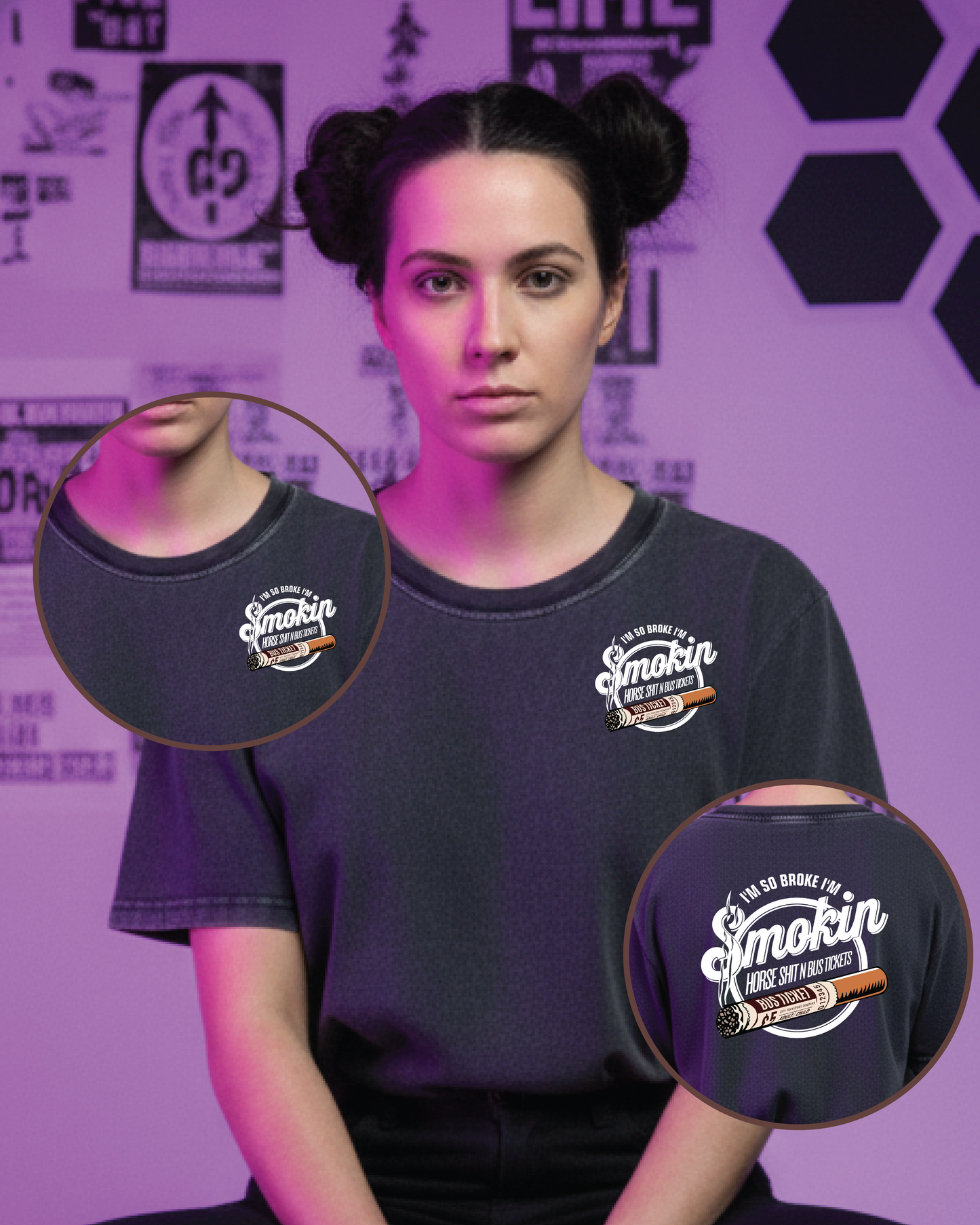 “I’m So Broke I’m Smokin’ Horse Sh*t N Bus Tickets” Tee Grey