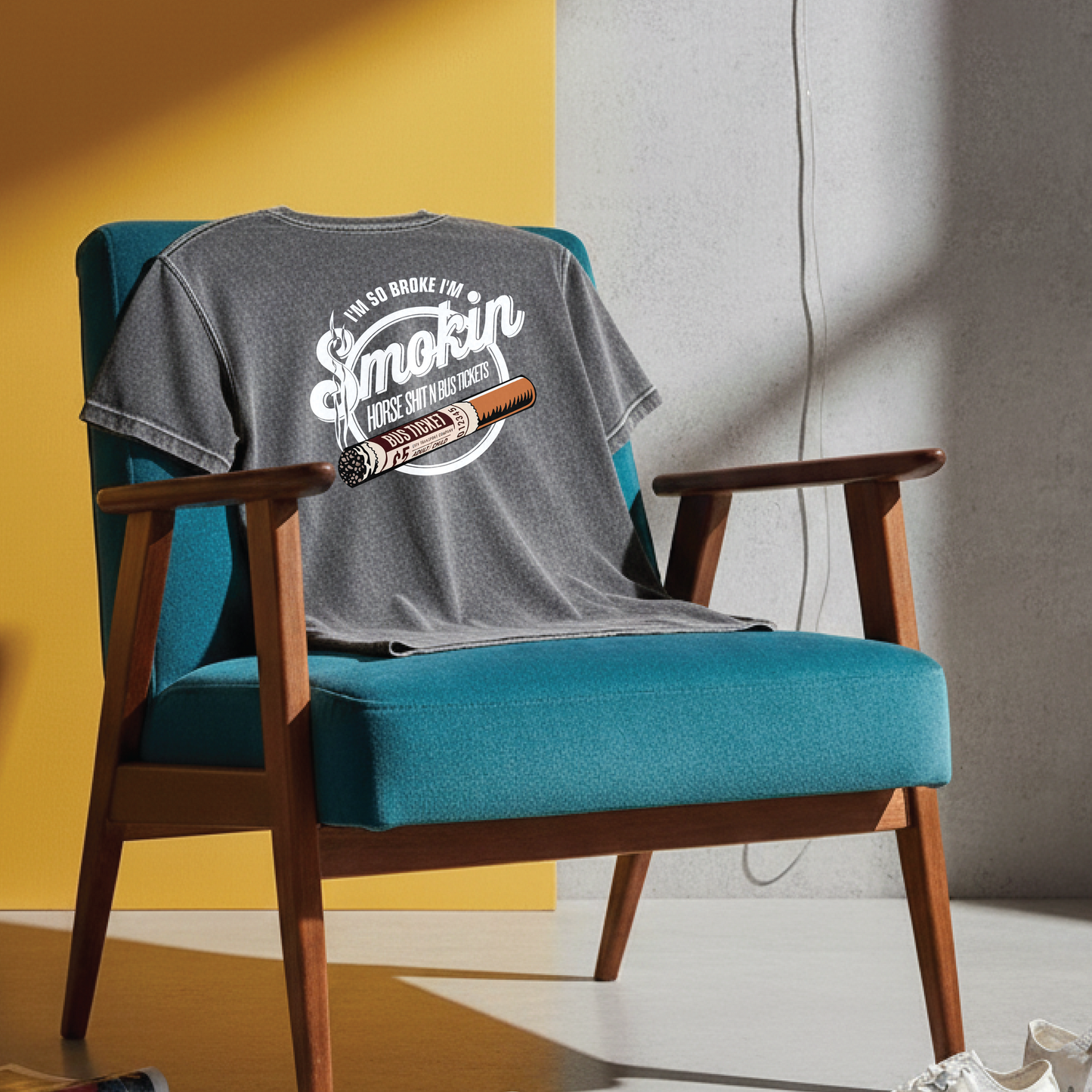 “I’m So Broke I’m Smokin’ Horse Sh*t N Bus Tickets” Tee Grey