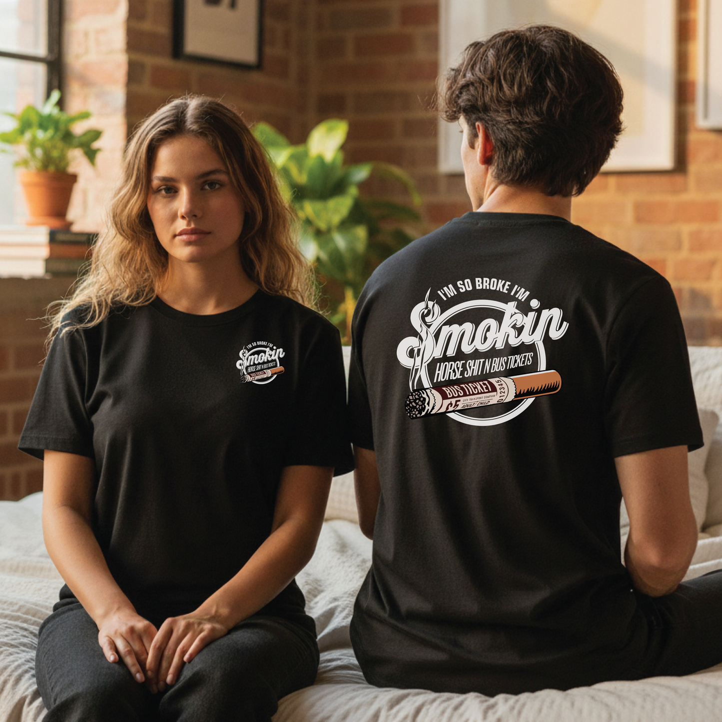 “I’m So Broke I’m Smokin’ Horse Sh*t N Bus Tickets” Tee Black